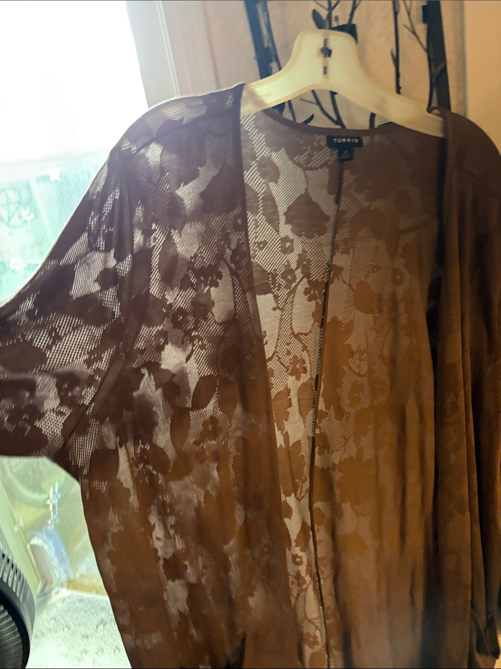 Torrid Brown Floral Sheer Kimono Cover-Up